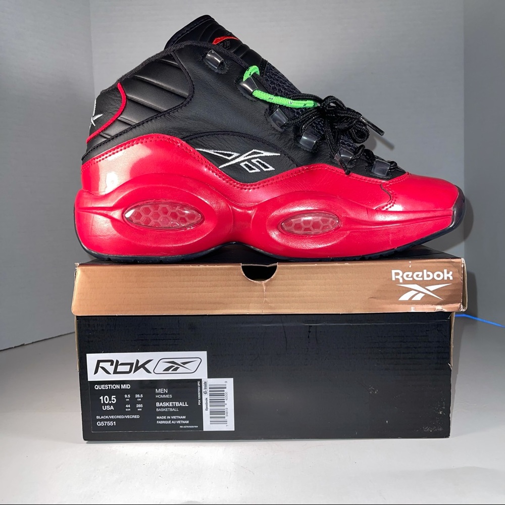 Reebok Question Mid 76ers Bred Red Black White